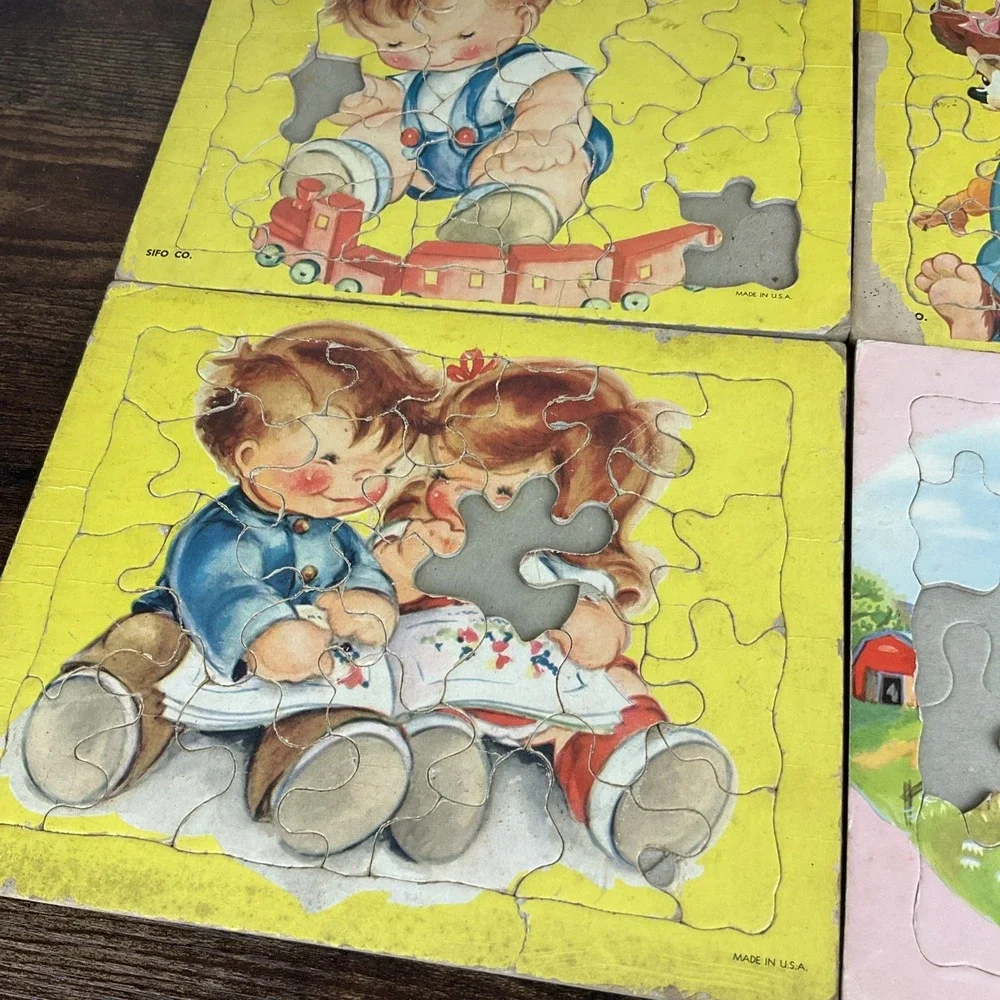 Vintage Seven SIFO Playskool Cardboard Puzzles Defects